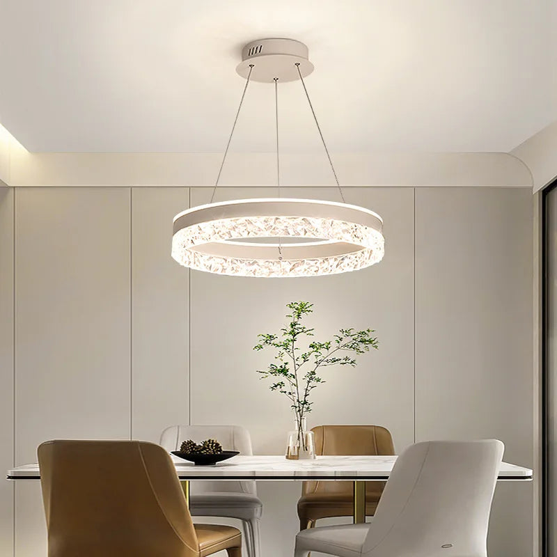Chandelier Layered Ring Design Integrated LED Dimmable With Remote Control