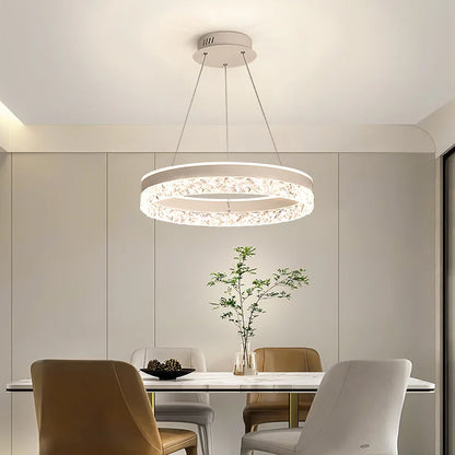 Chandelier Layered Ring Design Integrated LED Dimmable With Remote Control