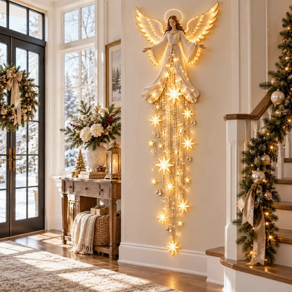 Christmas Wall Light Angel With Warm White Cascading Stars
