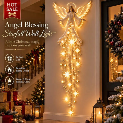 Christmas Wall Light Angel With Warm White Cascading Stars