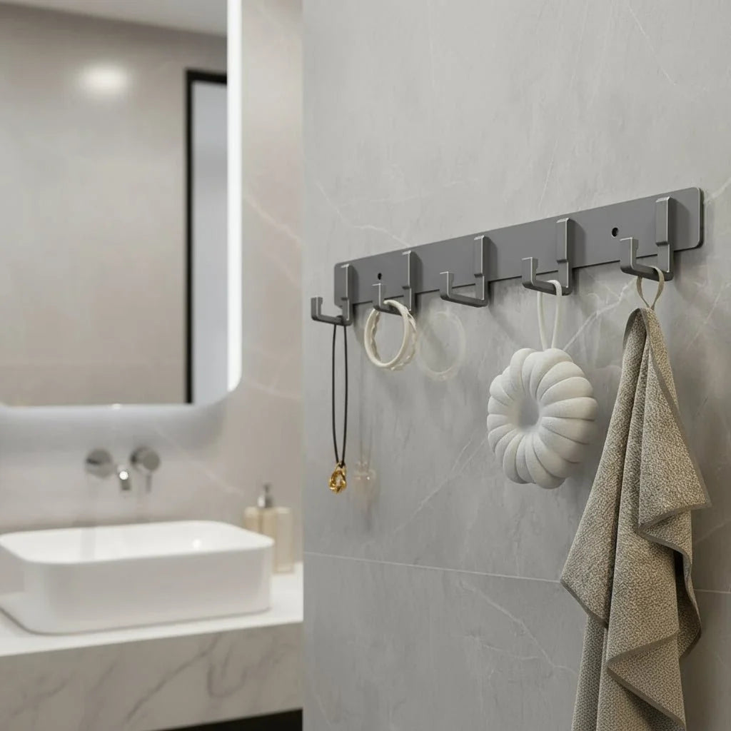 Coat Rack Wall-Mounted Metal Multiple Hooks