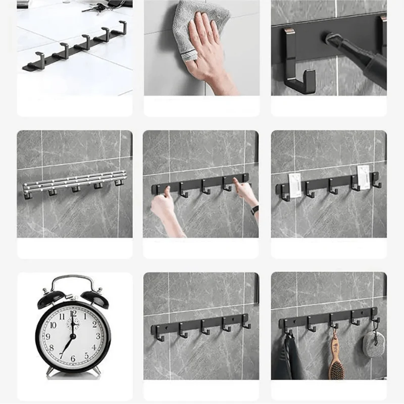Coat Rack Wall-Mounted Metal Multiple Hooks