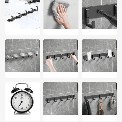 Coat Rack Wall-Mounted Metal Multiple Hooks