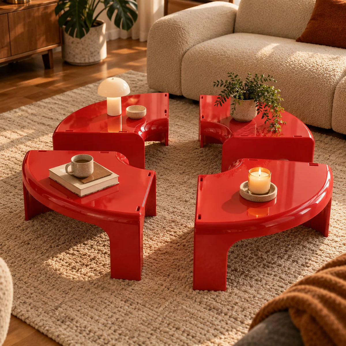 Coffee Table Modular Glossy ABS 4-Piece Set