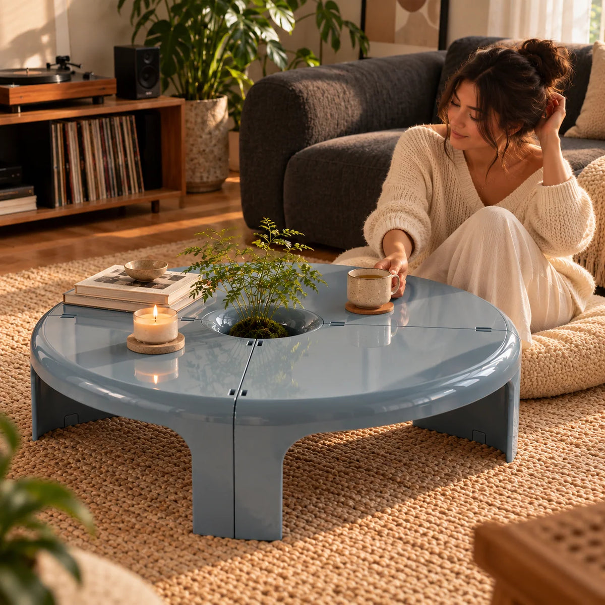 Coffee Table Modular Glossy ABS 4-Piece Set