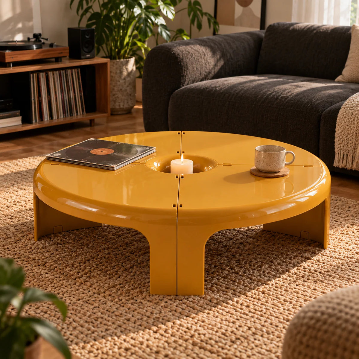 Coffee Table Modular Glossy ABS 4-Piece Set