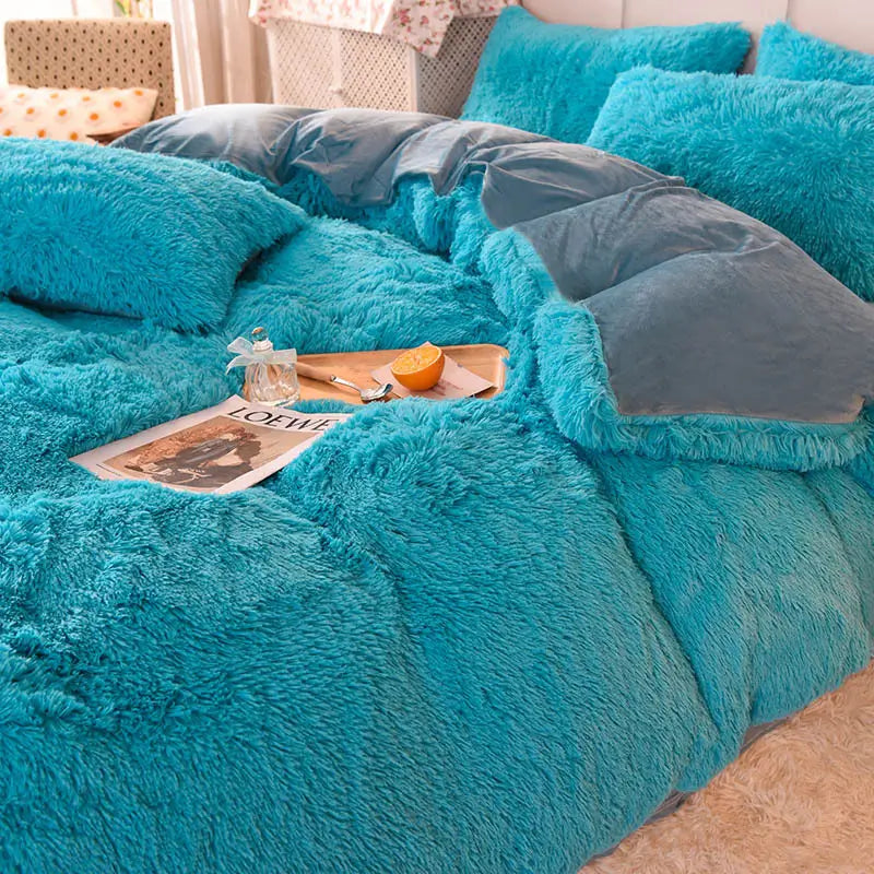 Comforter Set Plush Sherpa Fleece Machine Washable**