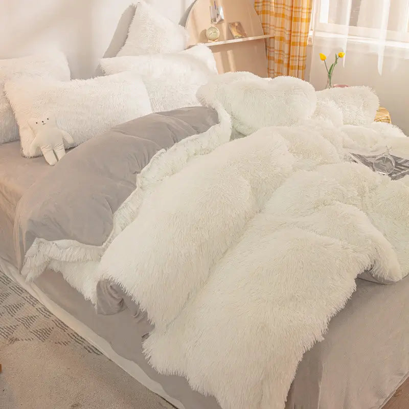 Comforter Set Plush Sherpa Fleece Machine Washable**