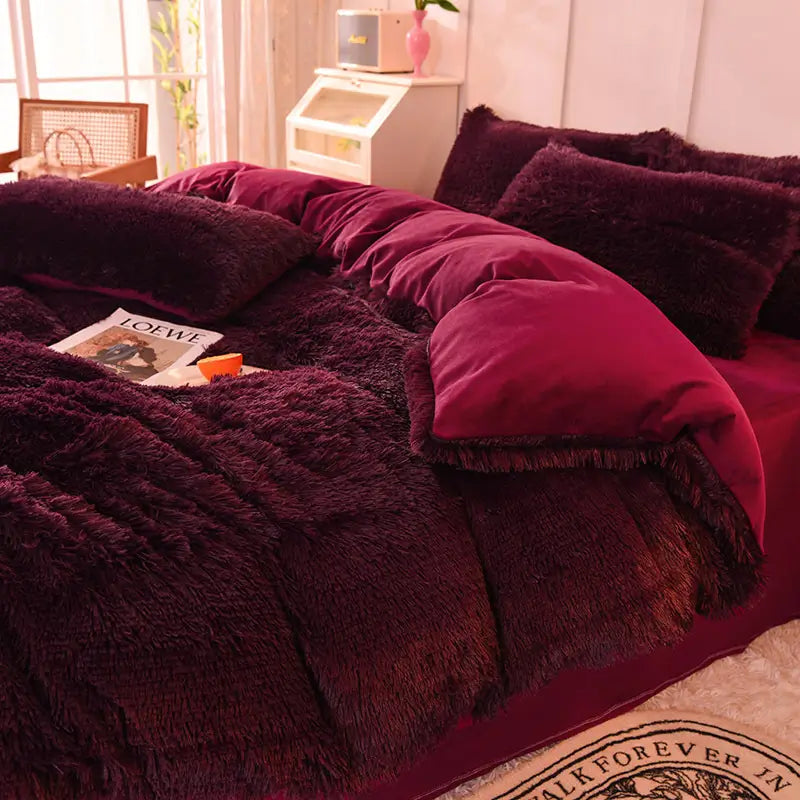 Comforter Set Plush Sherpa Fleece Machine Washable**