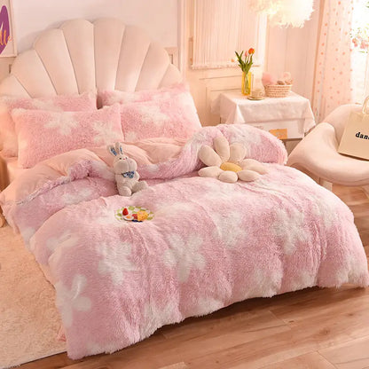 Comforter Set Plush Sherpa Fleece Machine Washable**