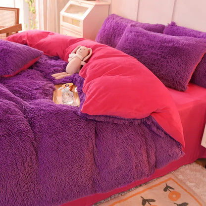 Comforter Set Plush Sherpa Fleece Machine Washable**