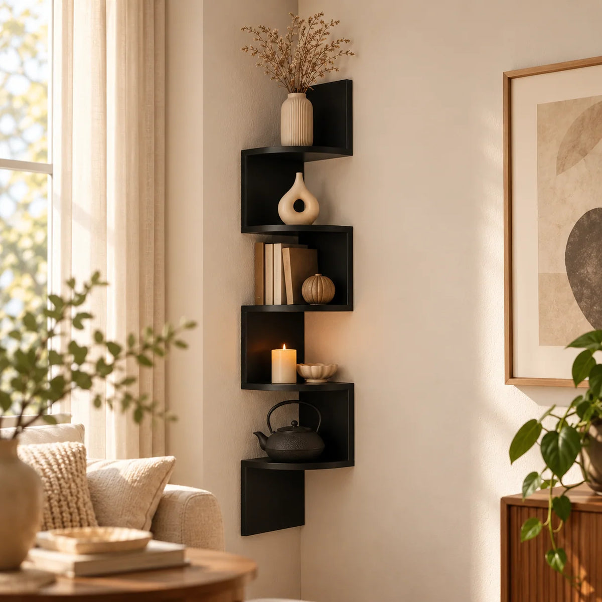 Corner Wall Shelf Multi-Tier Space-Saving