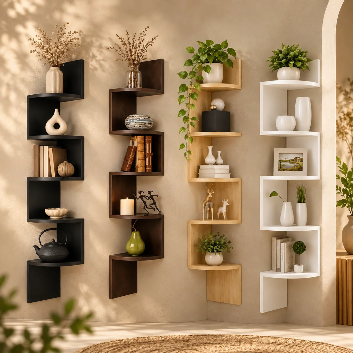 Corner Wall Shelf Multi-Tier Space-Saving