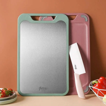 Cutting Board Double-Sided Stainless Steel & Non-Stick Juice Groove