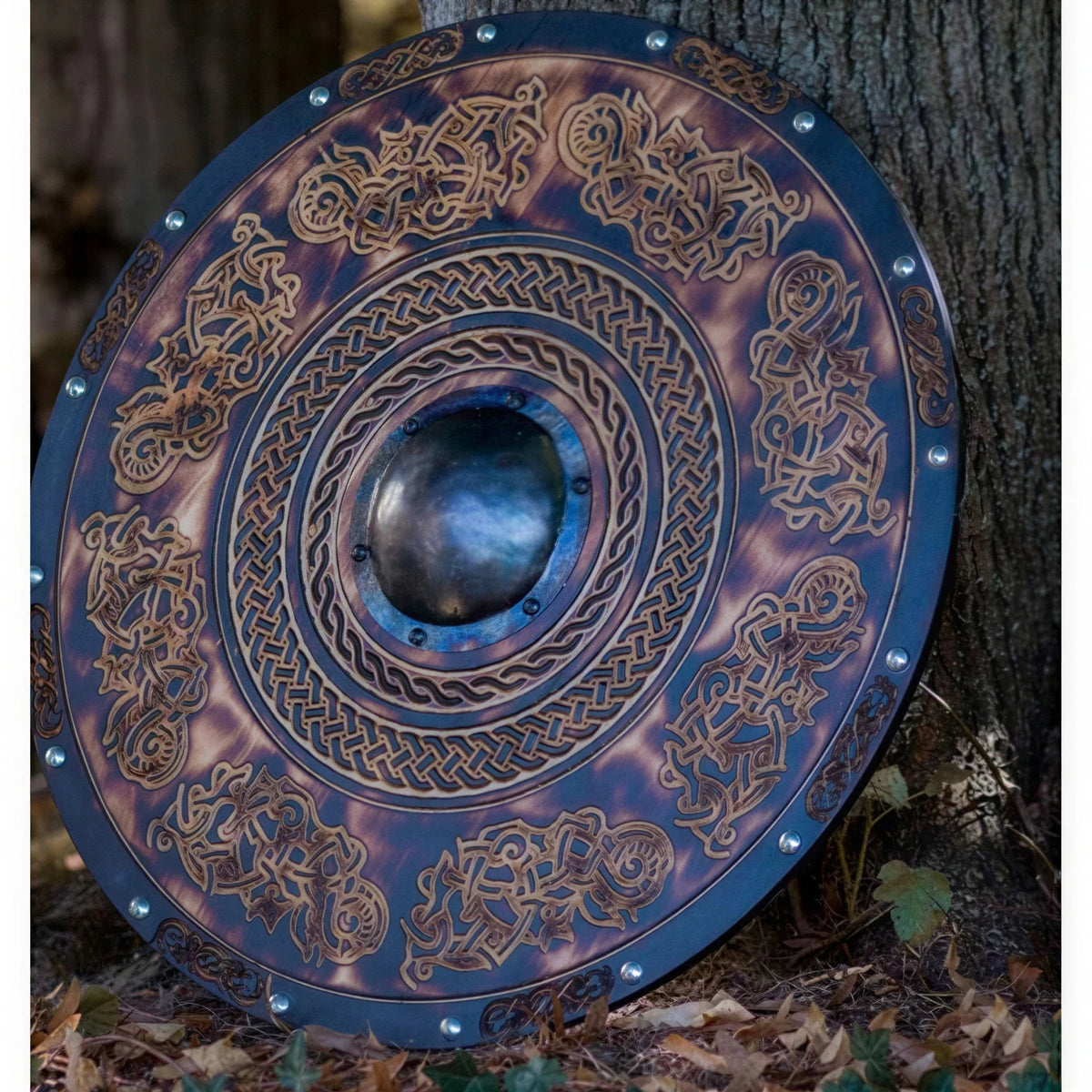 Decorative Wooden Shield 12 Inch Battleworn Finish