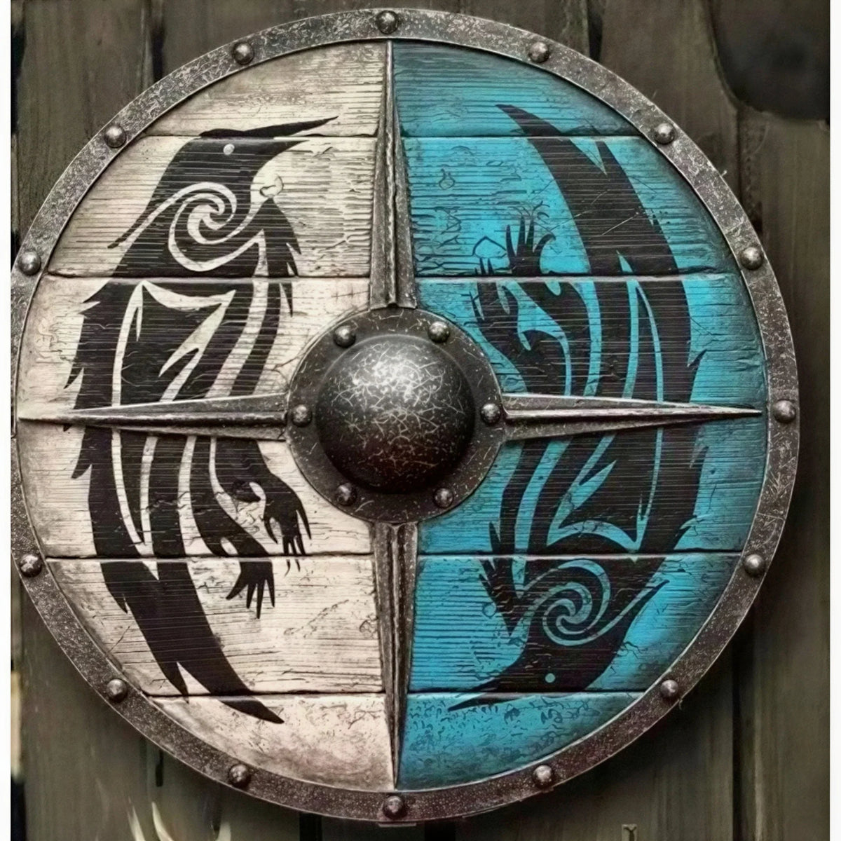 Decorative Wooden Shield 12 Inch Battleworn Finish