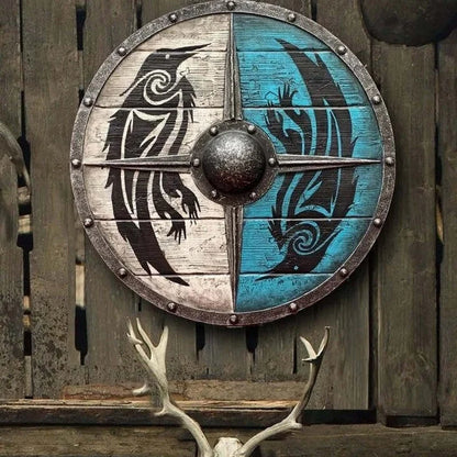 Decorative Wooden Shield 12 Inch Battleworn Finish