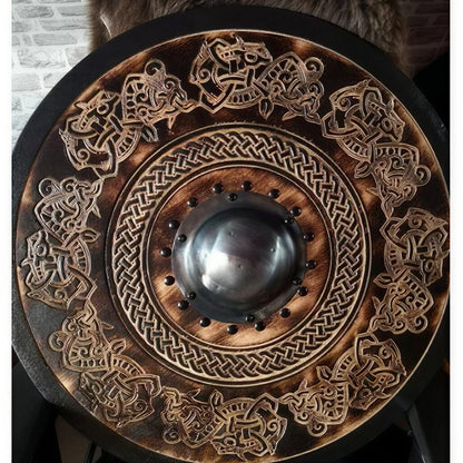 Decorative Wooden Shield 12 Inch Battleworn Finish
