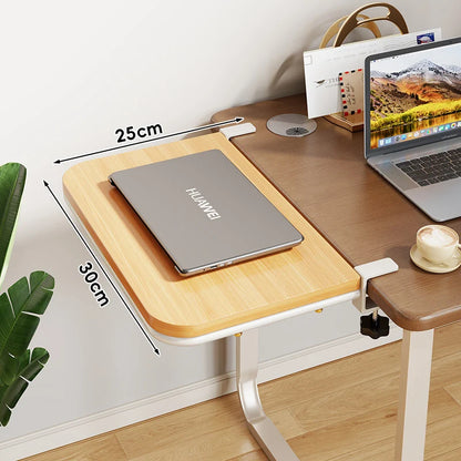 Desk Extension Shelf Bamboo Clamp-On Adjustable Space-Saving Design