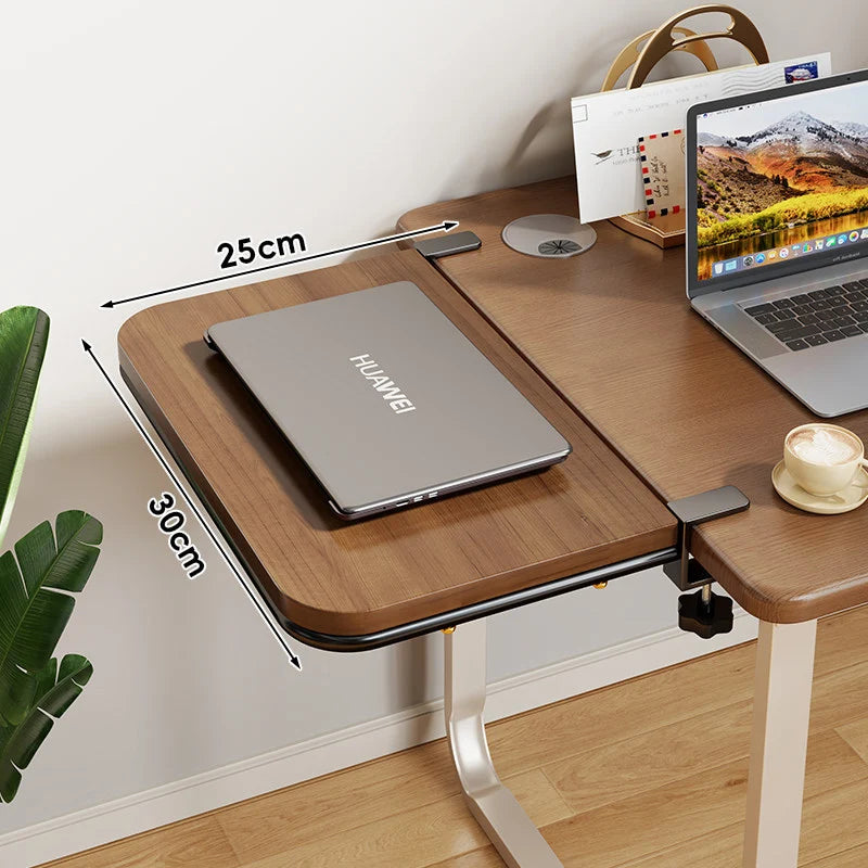 Desk Extension Shelf Bamboo Clamp-On Adjustable Space-Saving Design