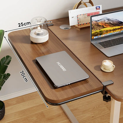 Desk Extension Shelf Bamboo Clamp-On Adjustable Space-Saving Design