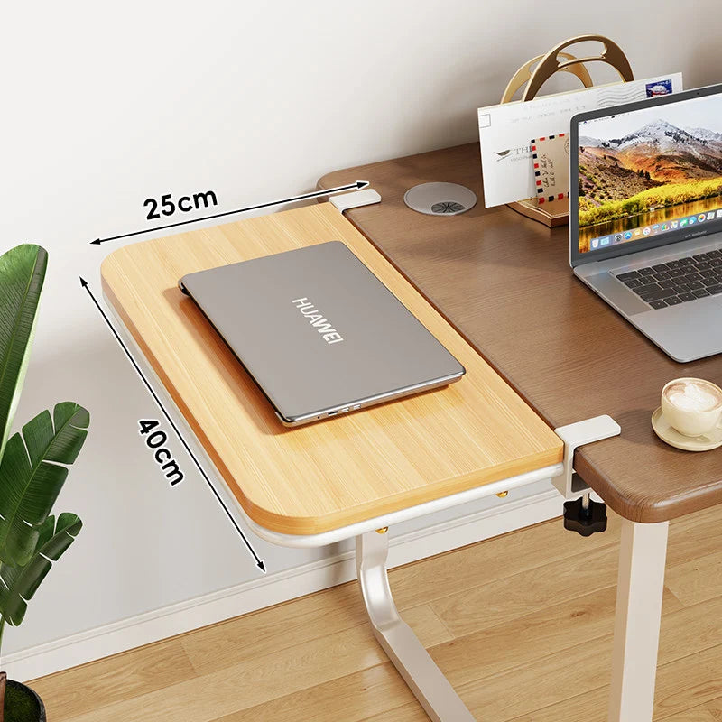 Desk Extension Shelf Bamboo Clamp-On Adjustable Space-Saving Design