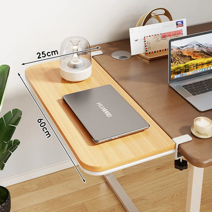 Desk Extension Shelf Bamboo Clamp-On Adjustable Space-Saving Design