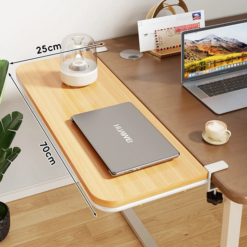 Desk Extension Shelf Bamboo Clamp-On Adjustable Space-Saving Design