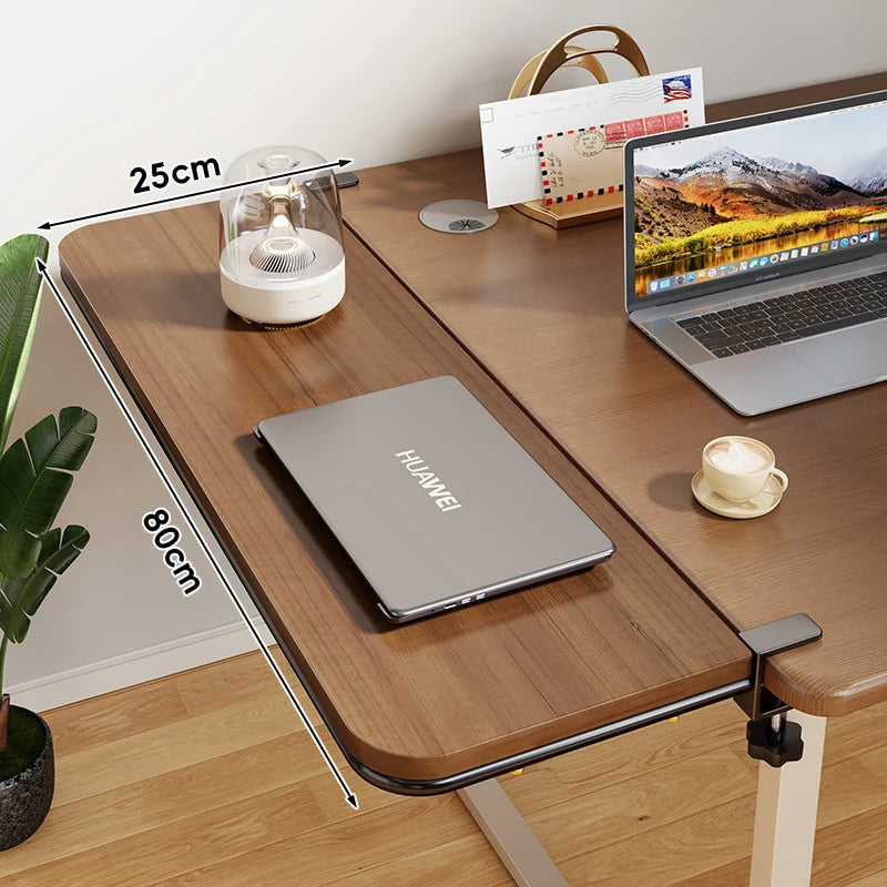 Desk Extension Shelf Bamboo Clamp-On Adjustable Space-Saving Design