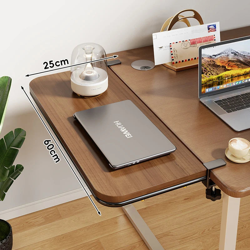 Desk Extension Shelf Bamboo Clamp-On Adjustable Space-Saving Design