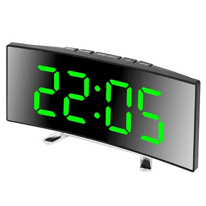 Digital Alarm Clock Large LED Display Silent Operation Mirror Gloss Finish