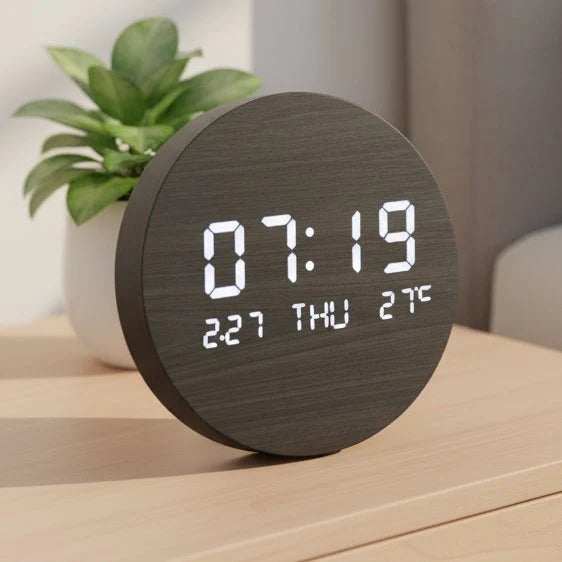 Digital Desk Clock LED Display Compact 7.7-Inch