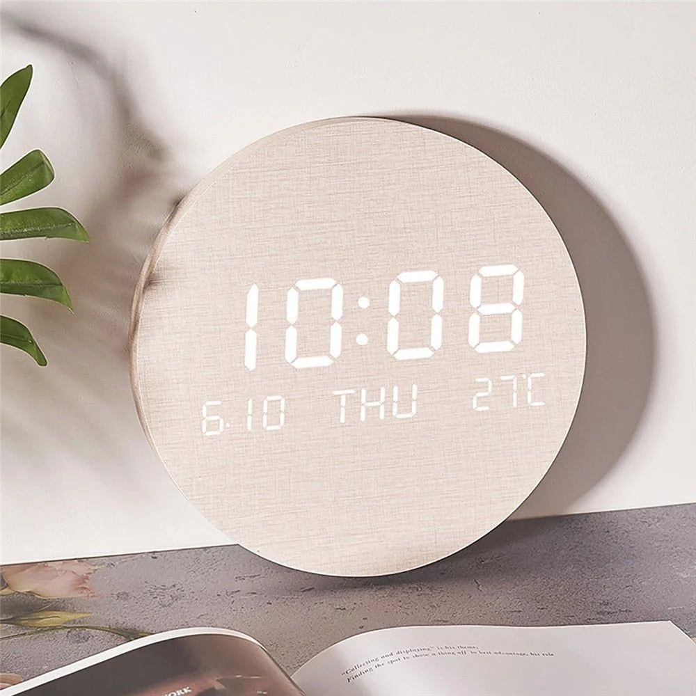 Digital Desk Clock LED Display Compact 7.7-Inch