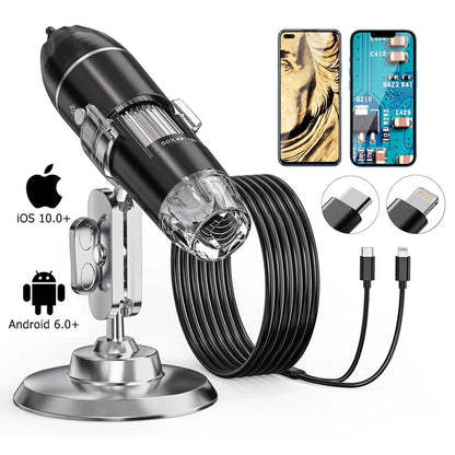 Digital Microscope 1600x Magnification USB-Powered Live Viewing