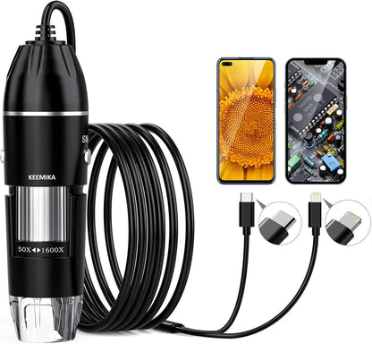 Digital Microscope 1600x Magnification USB-Powered Live Viewing
