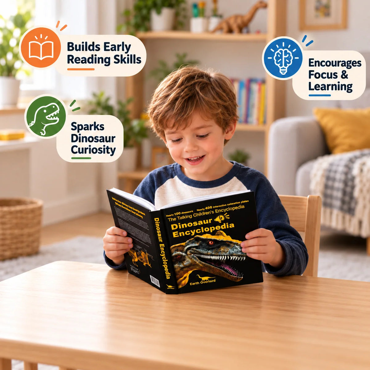 Dinosaur Encyclopedia Book Interactive Audio Screen-Free Learning
