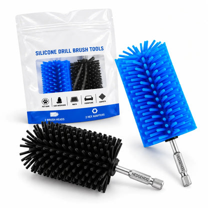 Drill Brush Set Flexible Silicone Pet Hair Remover 2 Heads