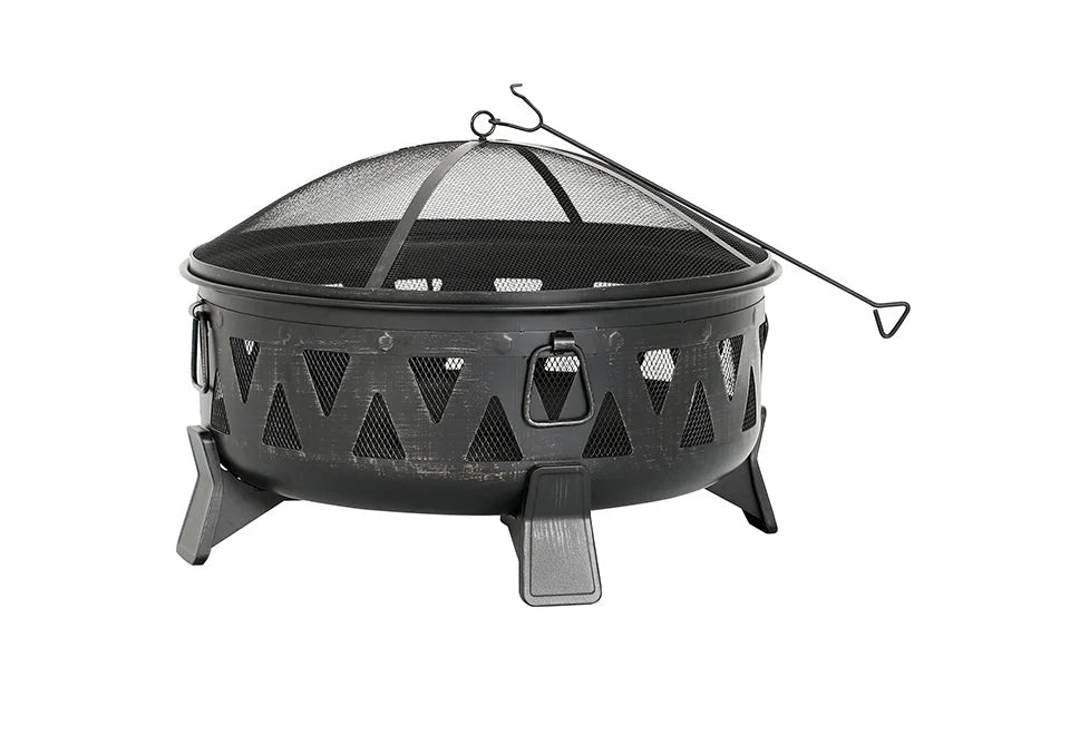 Fire Pit 30-Inch Wood-Burning With Spark Screen & Poker