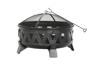 Fire Pit 30-Inch Wood-Burning With Spark Screen & Poker