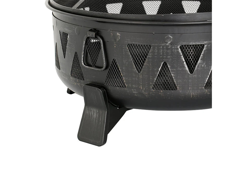 Fire Pit 30-Inch Wood-Burning With Spark Screen & Poker