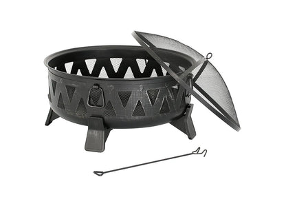 Fire Pit 30-Inch Wood-Burning With Spark Screen & Poker