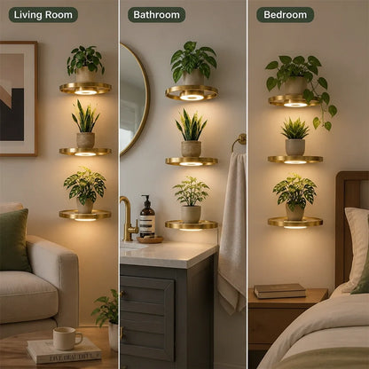 Floating Wall Shelf Built-In Warm LED USB Rechargeable