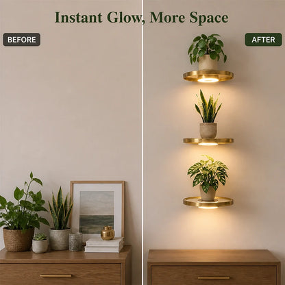 Floating Wall Shelf Built-In Warm LED USB Rechargeable