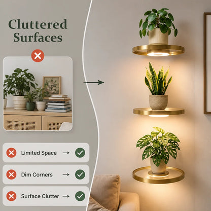 Floating Wall Shelf Built-In Warm LED USB Rechargeable