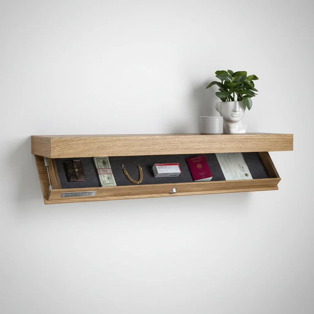 Floating Wall Shelf Hidden Storage Compartment
