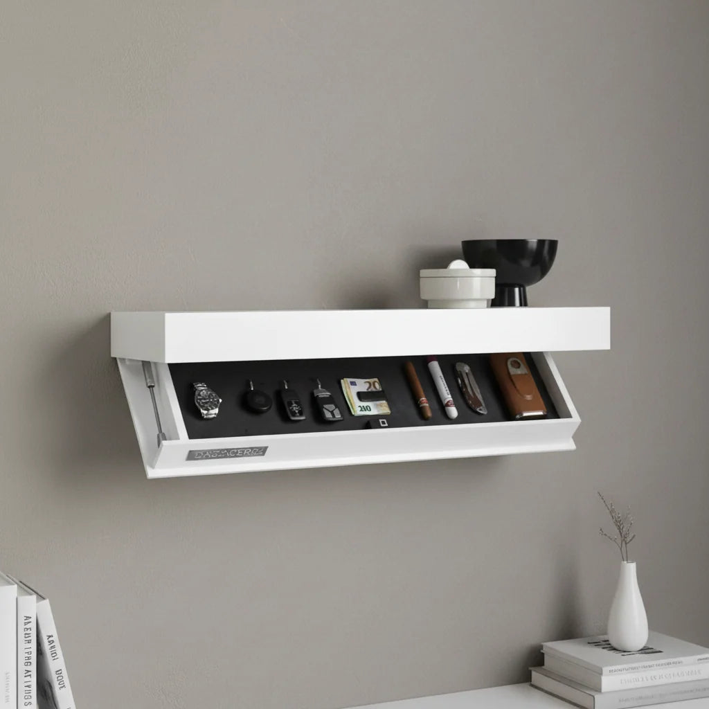 Floating Wall Shelf Hidden Storage Compartment