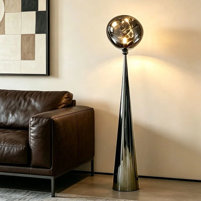 Floor Lamp Glass Globe Three-Color Dimming Remote Control