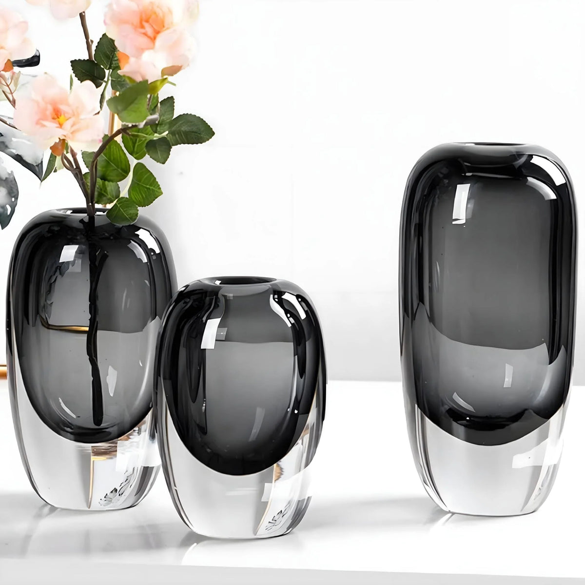 Flower Vase Crystal Glass Opalescent Finish Decorative Centerpiece