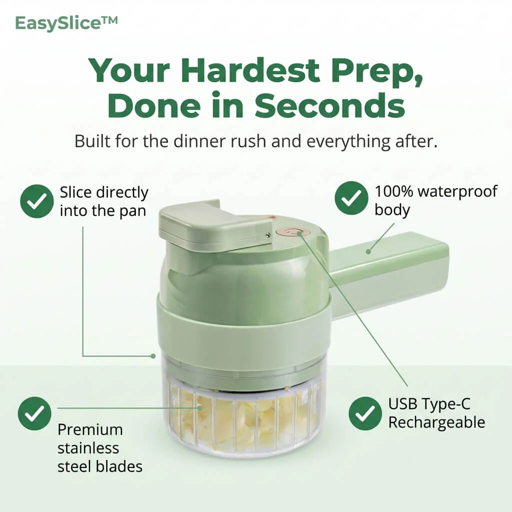 Food Chopper Electric Stainless Steel Blades USB-C Rechargeable