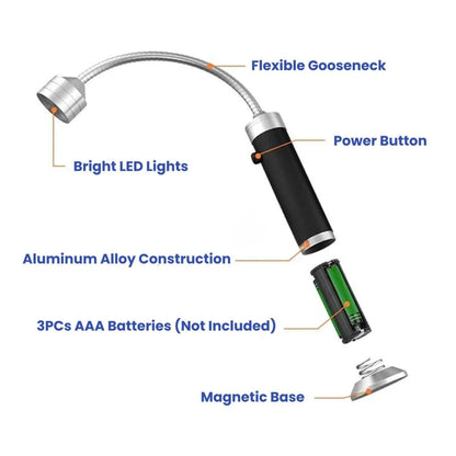 Grill Light Bright LED Magnetic Base Flexible Gooseneck